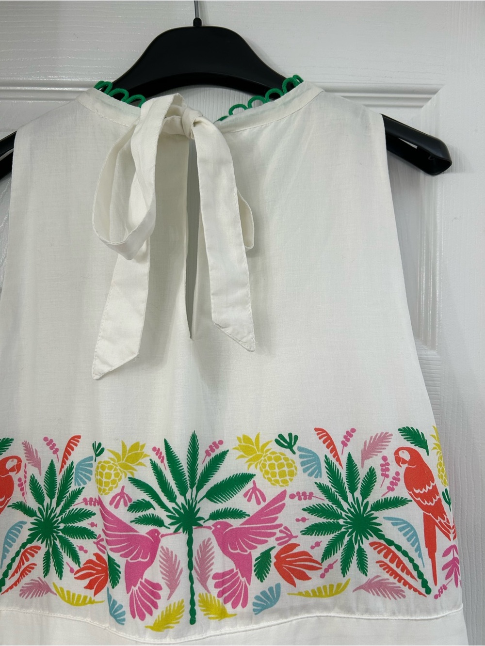 Boden Cotton Maxi Tie Neck Dress with Scalloped Trim - Picture 4 of 5